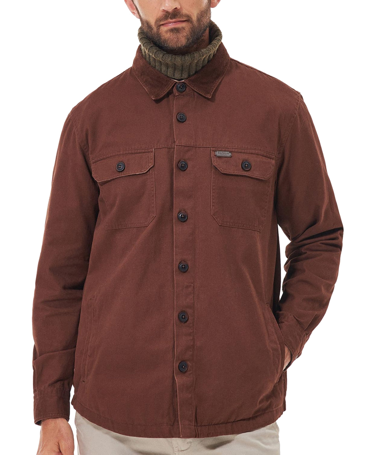 Barbour Mens All Cotton Catbell Overshit Coat Jacket  Brown 2XL
