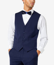 Tommy Hilfiger Mens Modern fit Button-Up Suit Vest 2XL Navy Blue Solid Stretch