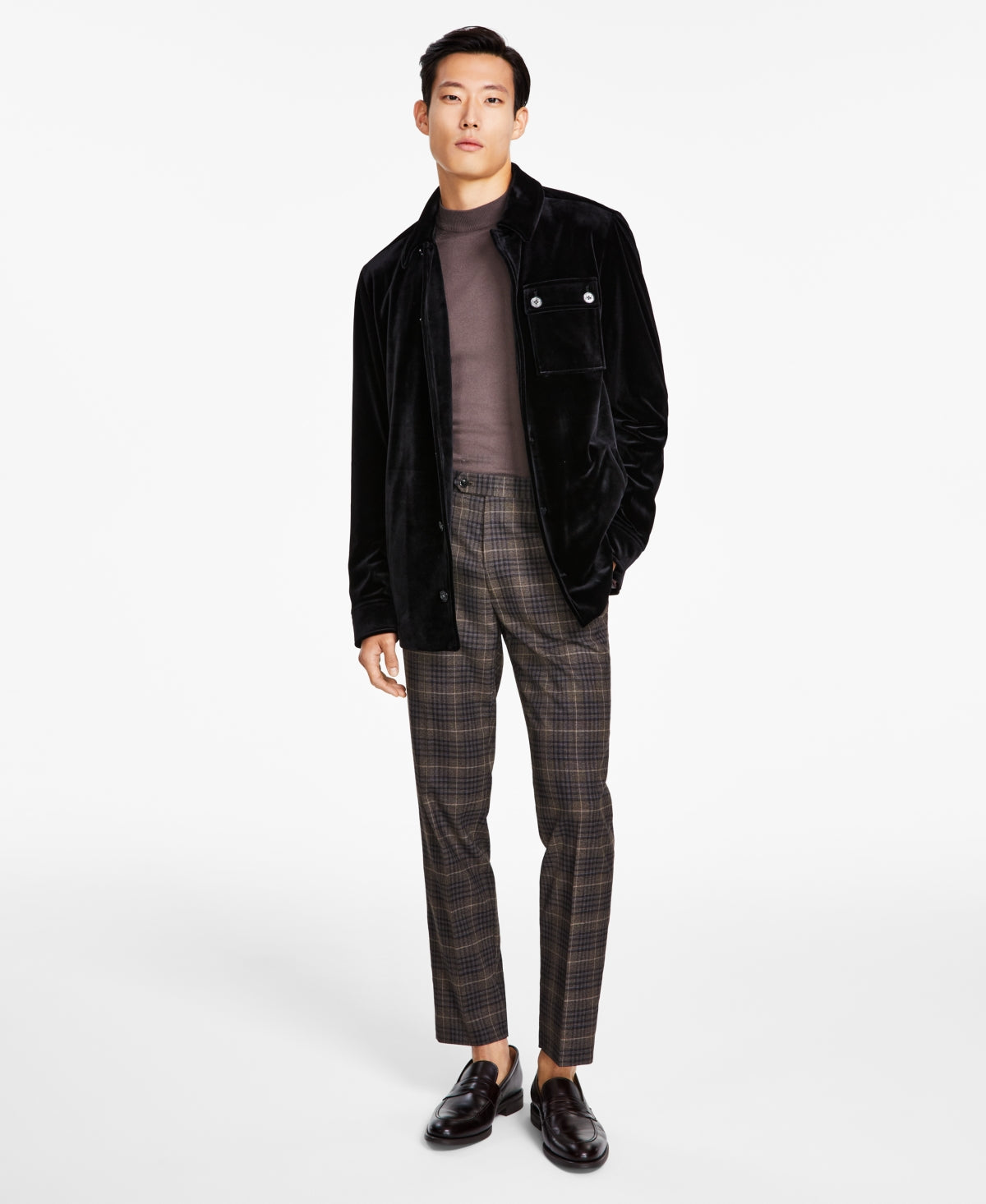 Tallia Men's Slim Fit Black Velvet Sport Coat Blazer Black 40L