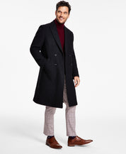 Tommy Hilfiger Mens Modern fit Double Breasted Overcoat Coat 38 S Black Solid