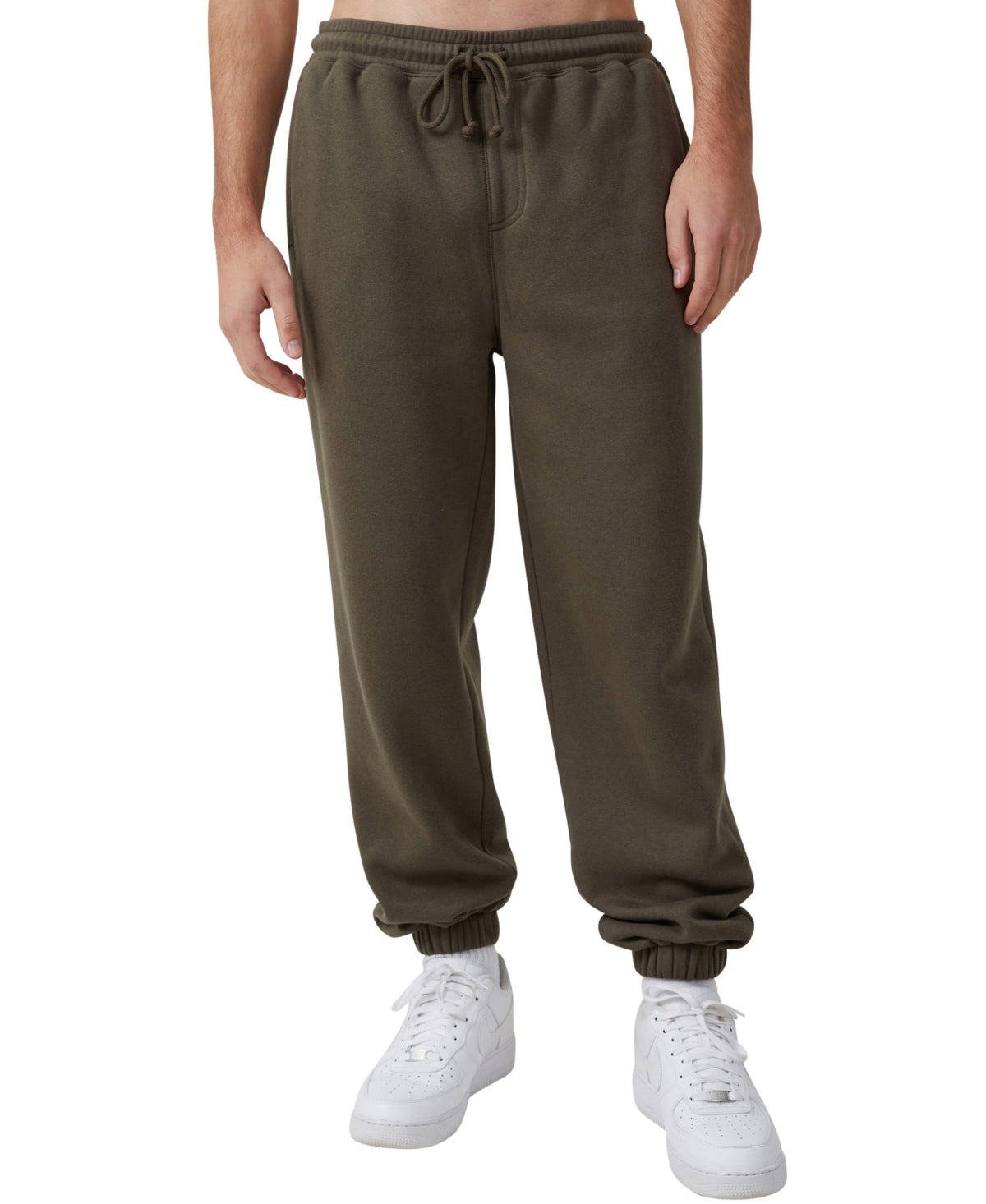 Cotton on Men's Loose Fit Track Pants Sweatpants Dark Olive Green Large