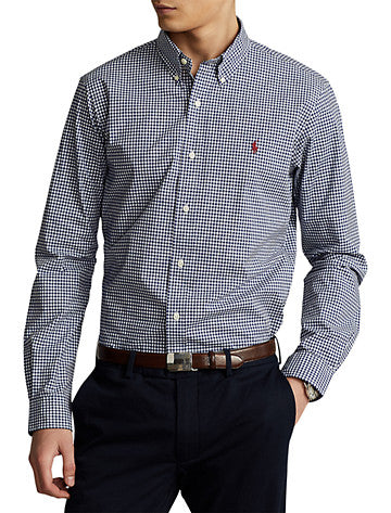 Polo Ralph Lauren Mens Gingham Stretch Button Down Shirt 4XLT 4LT Blue White