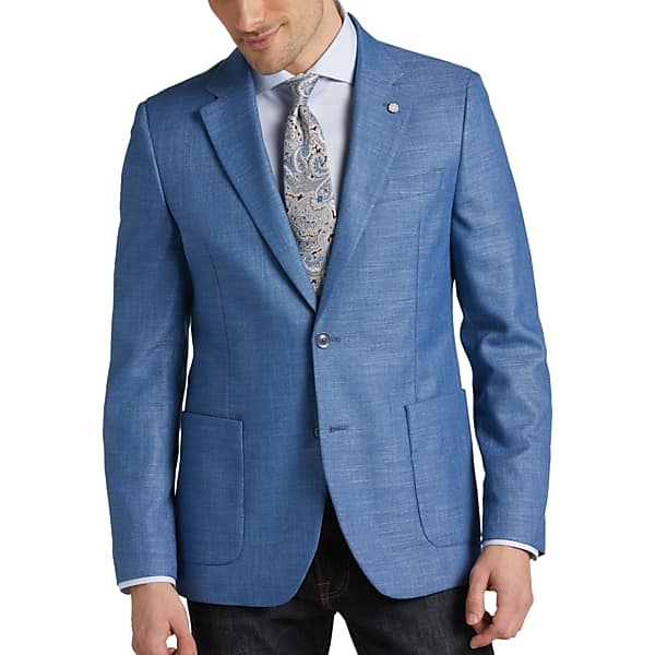 Nautica Mens Modern fit Sport Coat Blazer 46 L Denim Blue Solid Stretch