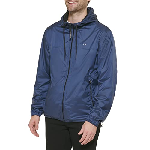 Calvin Klein Men's Polar Fleece Lined Windbreaker Navy Blue Small