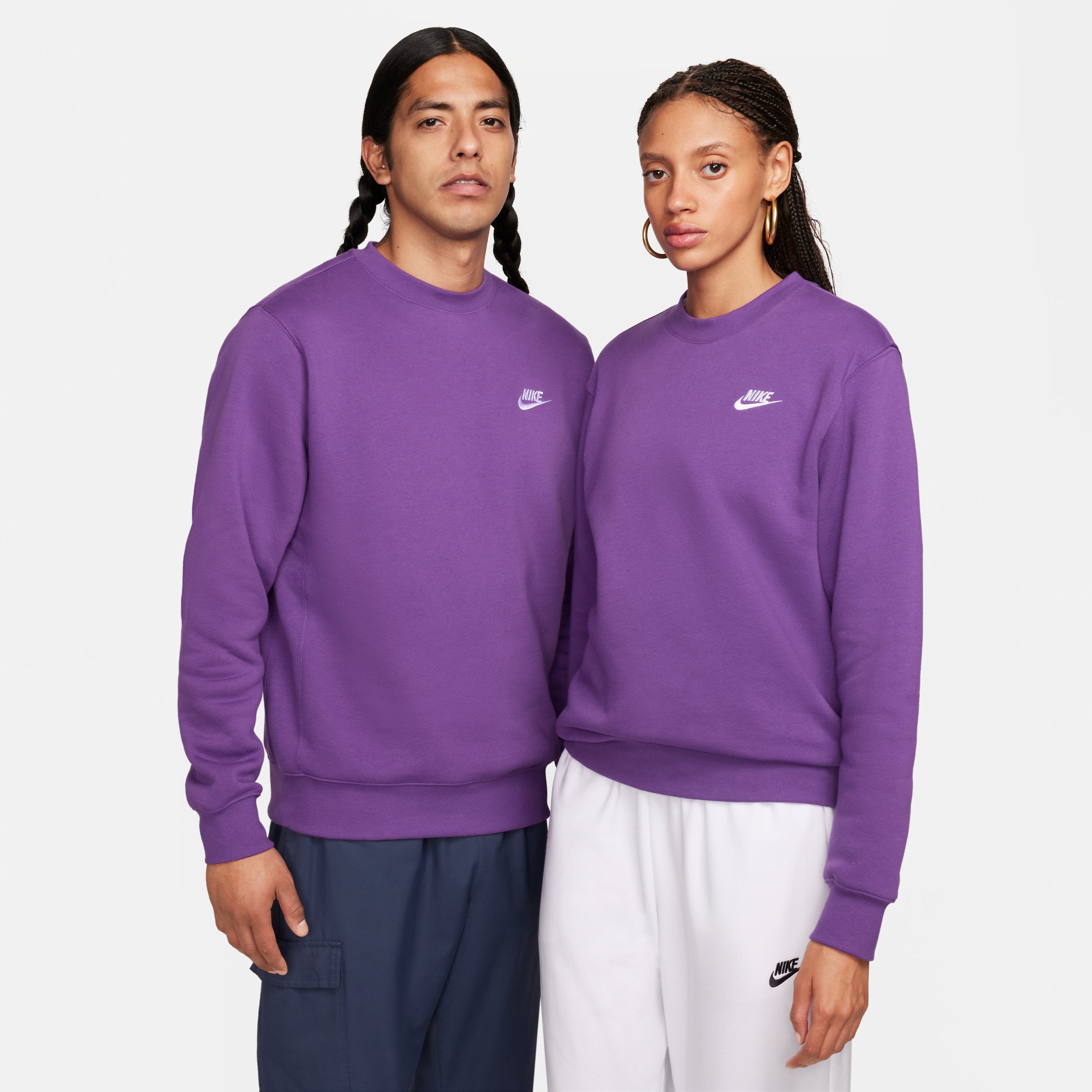 Nike Men's Club Crew Fleece Sweatshirt Purple XL