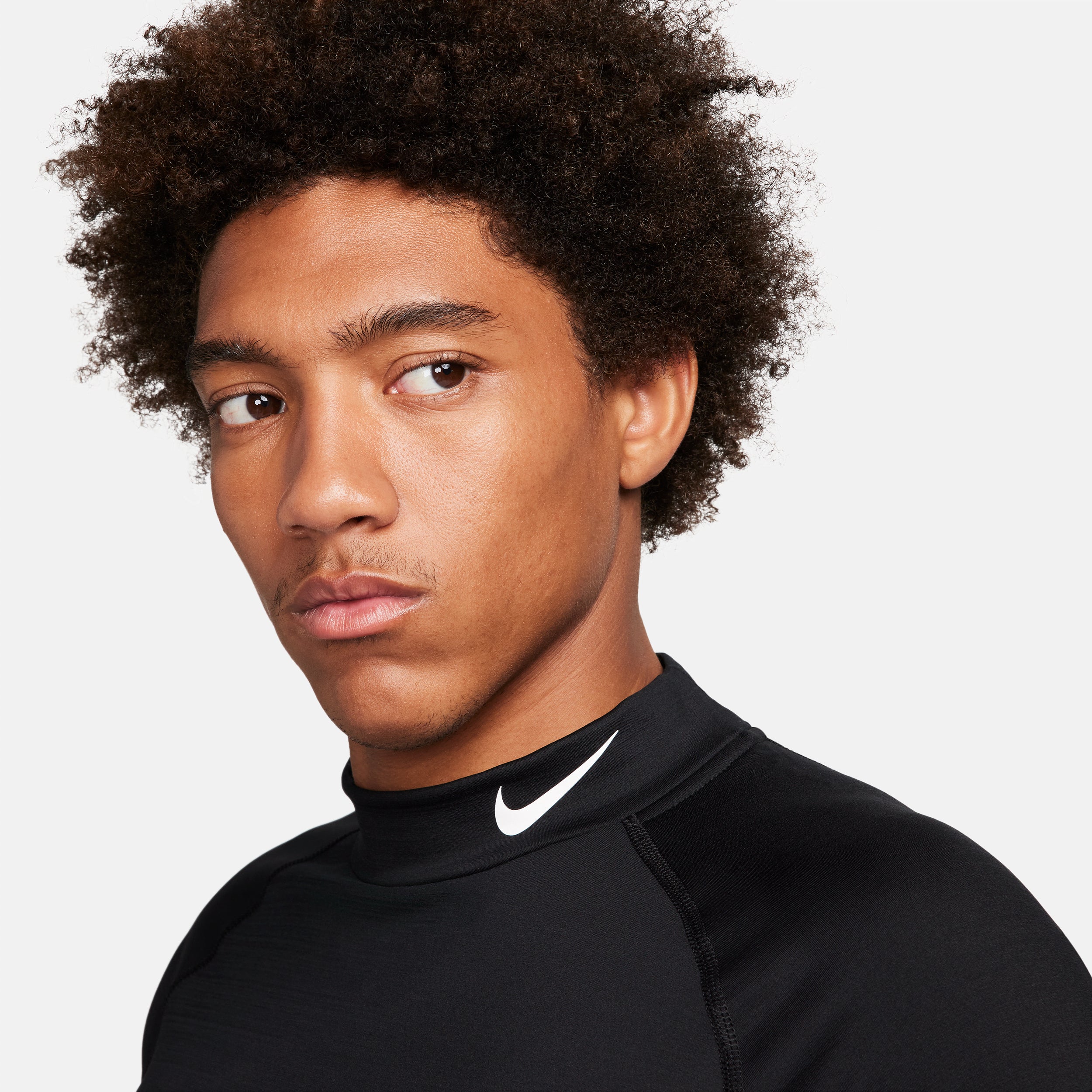 Nike Men's Pro Warm Long Sleeve Mock Long Sleeve Shirt Black Small