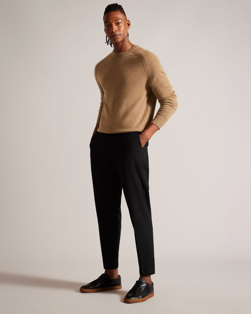 Ted Baker Glant Cashmere Crewneck Sweater Dark Tan 2 / Small