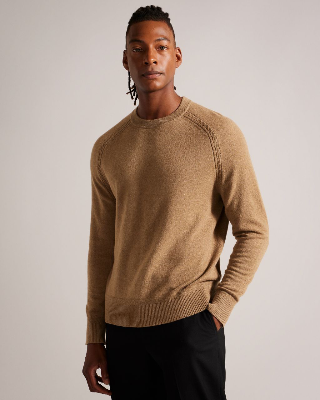 Ted Baker Glant Cashmere Crewneck Sweater Dark Tan 2 / Small