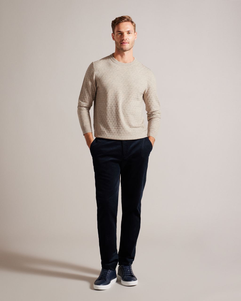 Ted Baker Mens Lounge Crewneck Sweater Brown Tan 3 / Medium