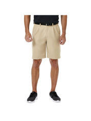 Haggar Men's Cool 18 Pro  Regular Fit Pleated Front Shorts Beige 38