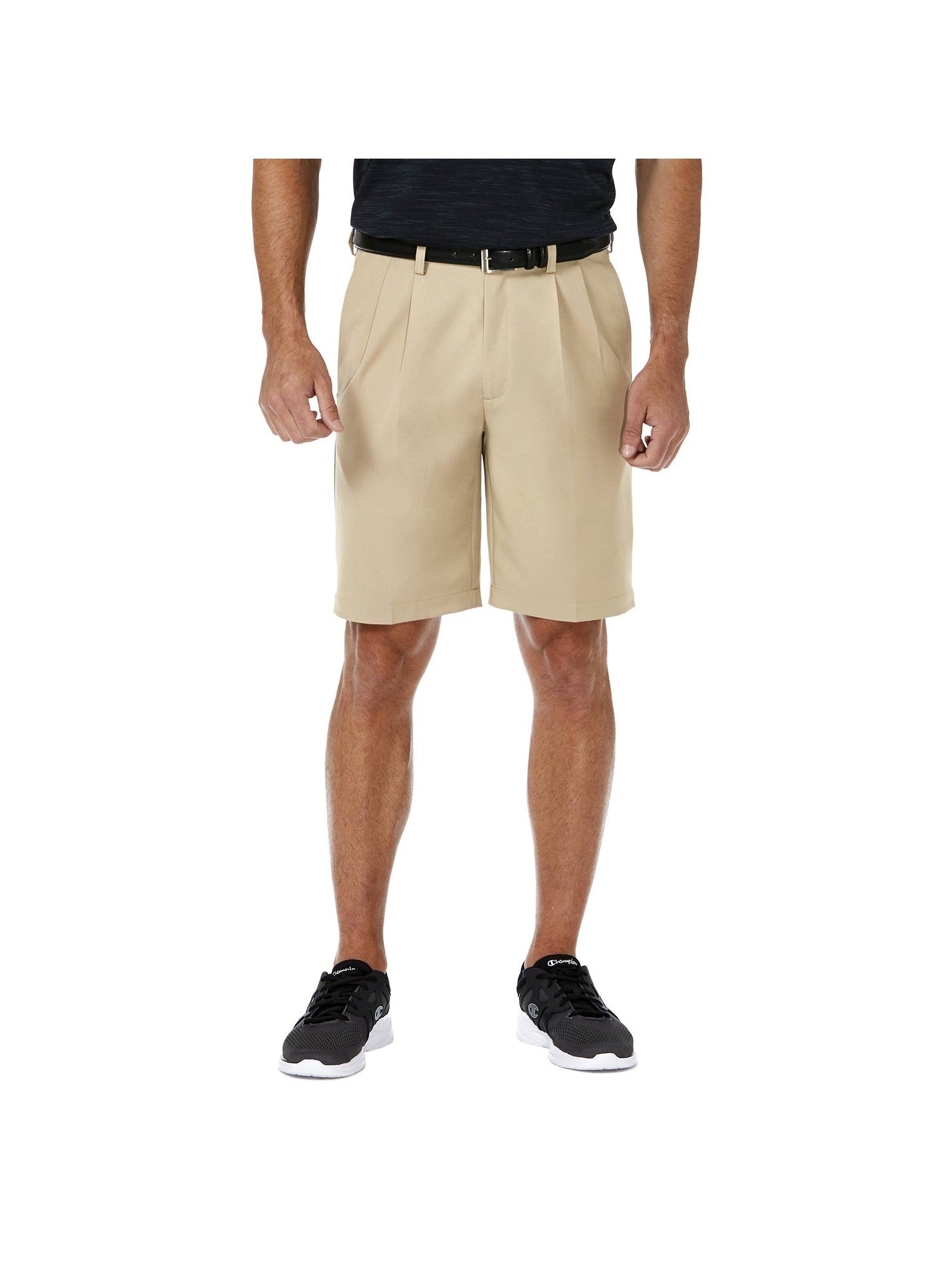 Haggar Mens Classic fit Casual Shorts 38 Beige Solid