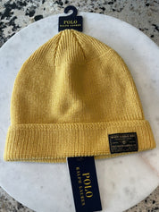 POLO RALPH LAUREN Unisex Beanie Hat Wool Yellow One Size