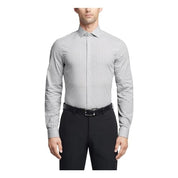 Calvin Klein Mens Slim fit Dress Shirt Large 16 in 32-33 Light Grey Plaid