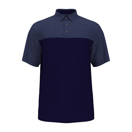 PGA TOUR Mens Athletic Fit Airflux Birdseye Polo Shirt Peacoat Blue  Small