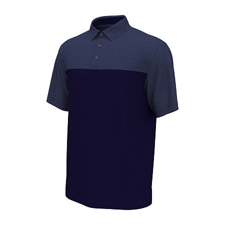 PGA TOUR Mens Athletic Fit Airflux Birdseye Polo Shirt Peacoat Blue  Small