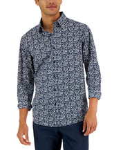 Michael Kors Men's Field Slimfit Floral Print Shirt  Midnight Blue XL