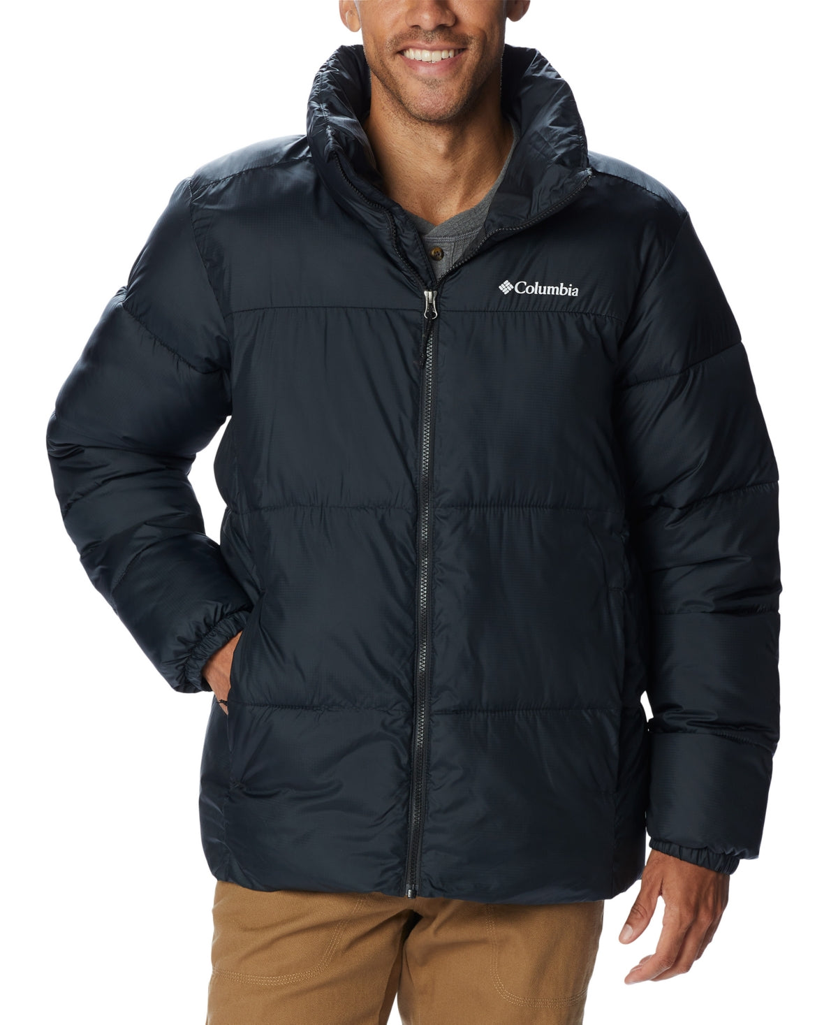 Columbia Men Regular fit Puffer Jacket Coat XXL Grey Solid