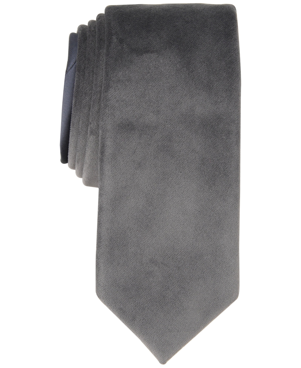 Alfani Men's Monroe Solid Grey Velvet Tie Necktie