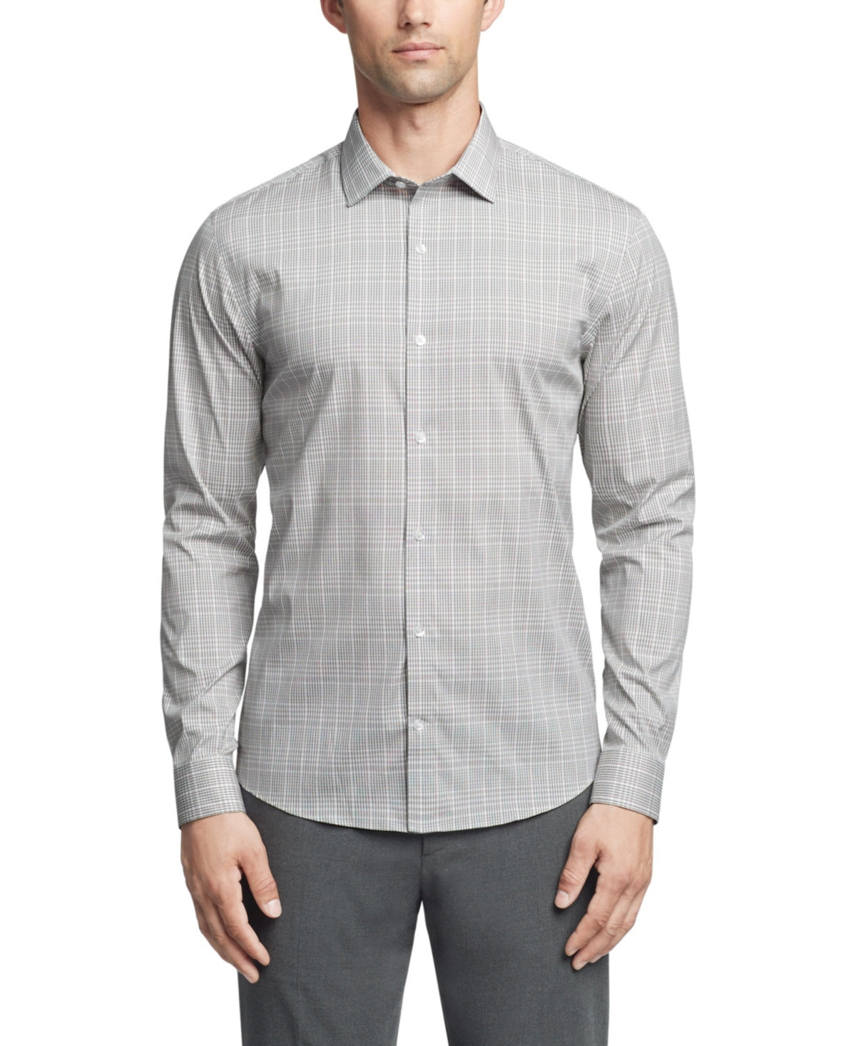 Calvin Klein Men Extra-Slim fit Dress Shirt Medium 15-15.5 32-33 Black Plaid