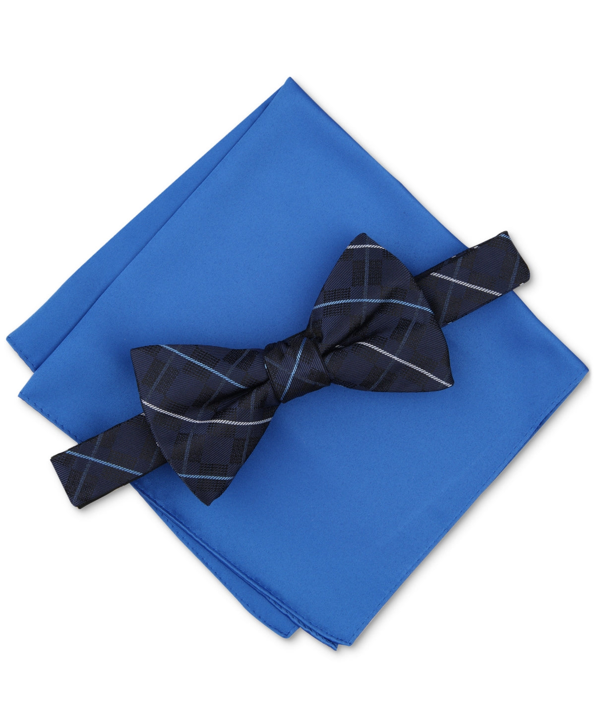 Alfani Men's Canfield Grid Bow Tie  Navy Blue Necktie