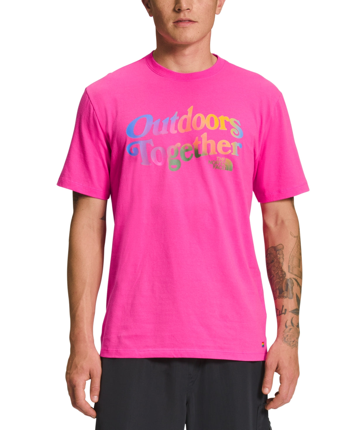 The North Face Mens Pride Short Sleeve Crewneck T Shirt Pink Large