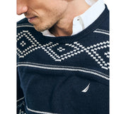 Nautica Mens Fair Isle Crewneck Sweater Navy Seas Blue Multi Color 2XL