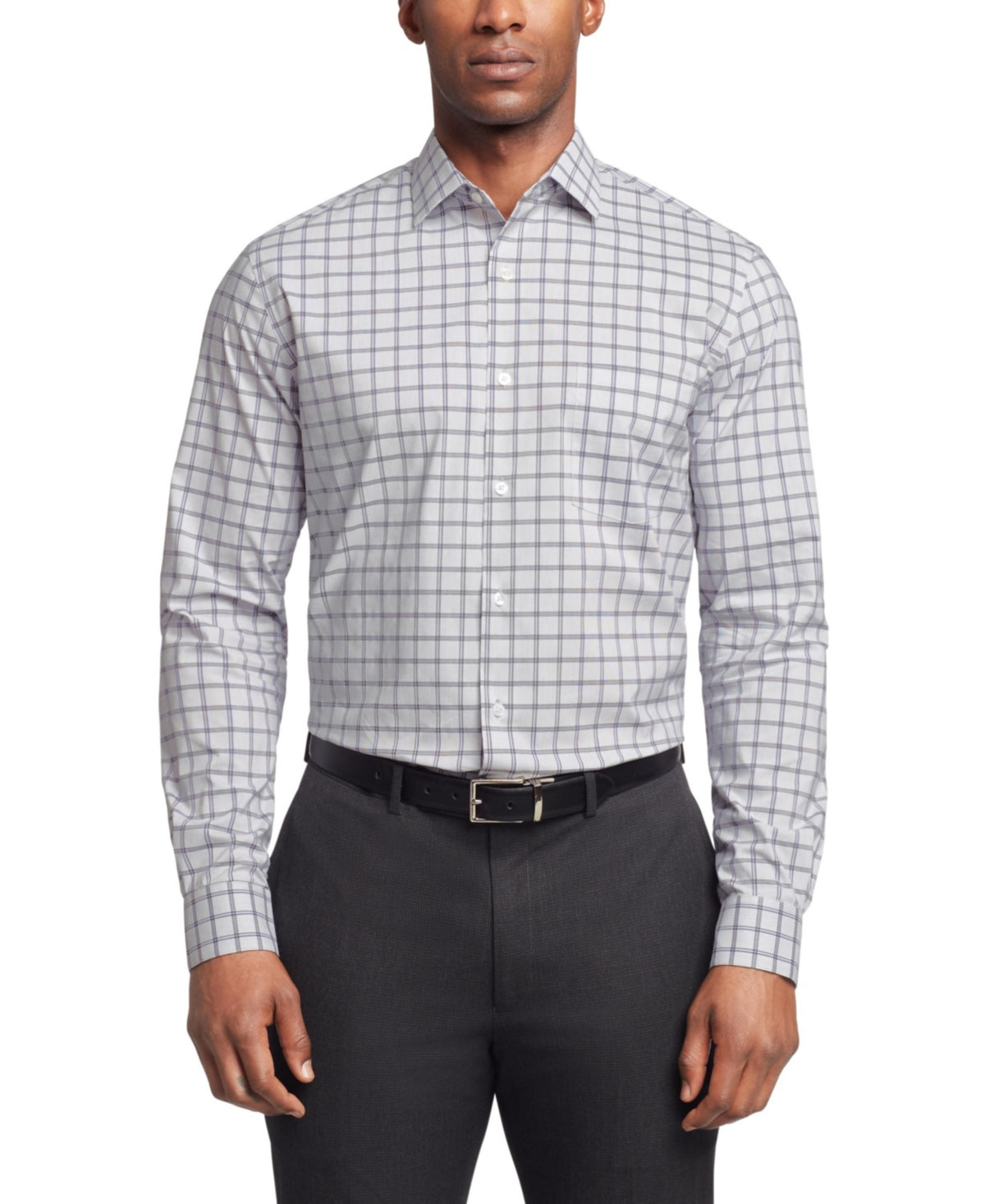 Van Heusen Mens Regular fit Dress Shirt XL 17-17.5 34-35 Blue Plaid