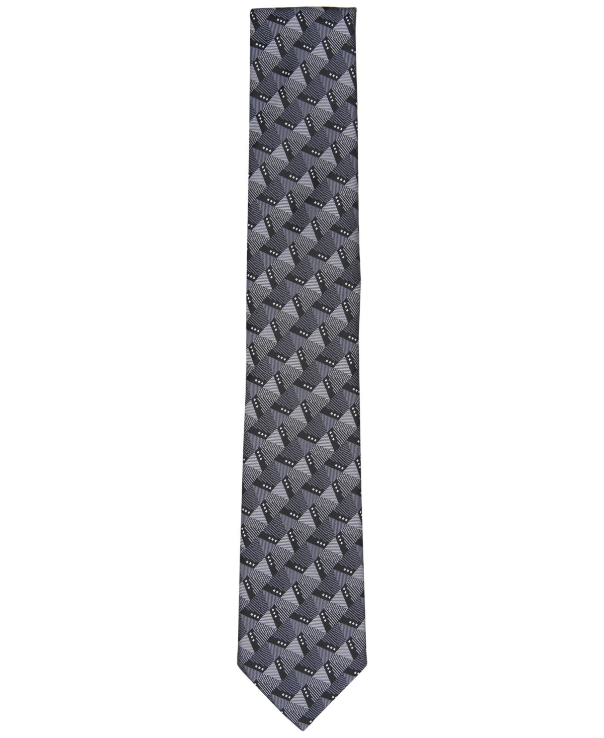 Alfani Mens Necktie  Barkis Geo Print Charcoal Tie