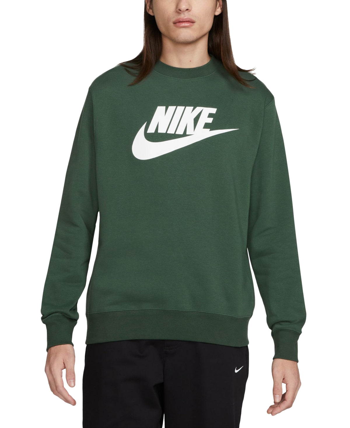Nike Mens Sportswear Club Fleece Sweatshirt Green/White Small