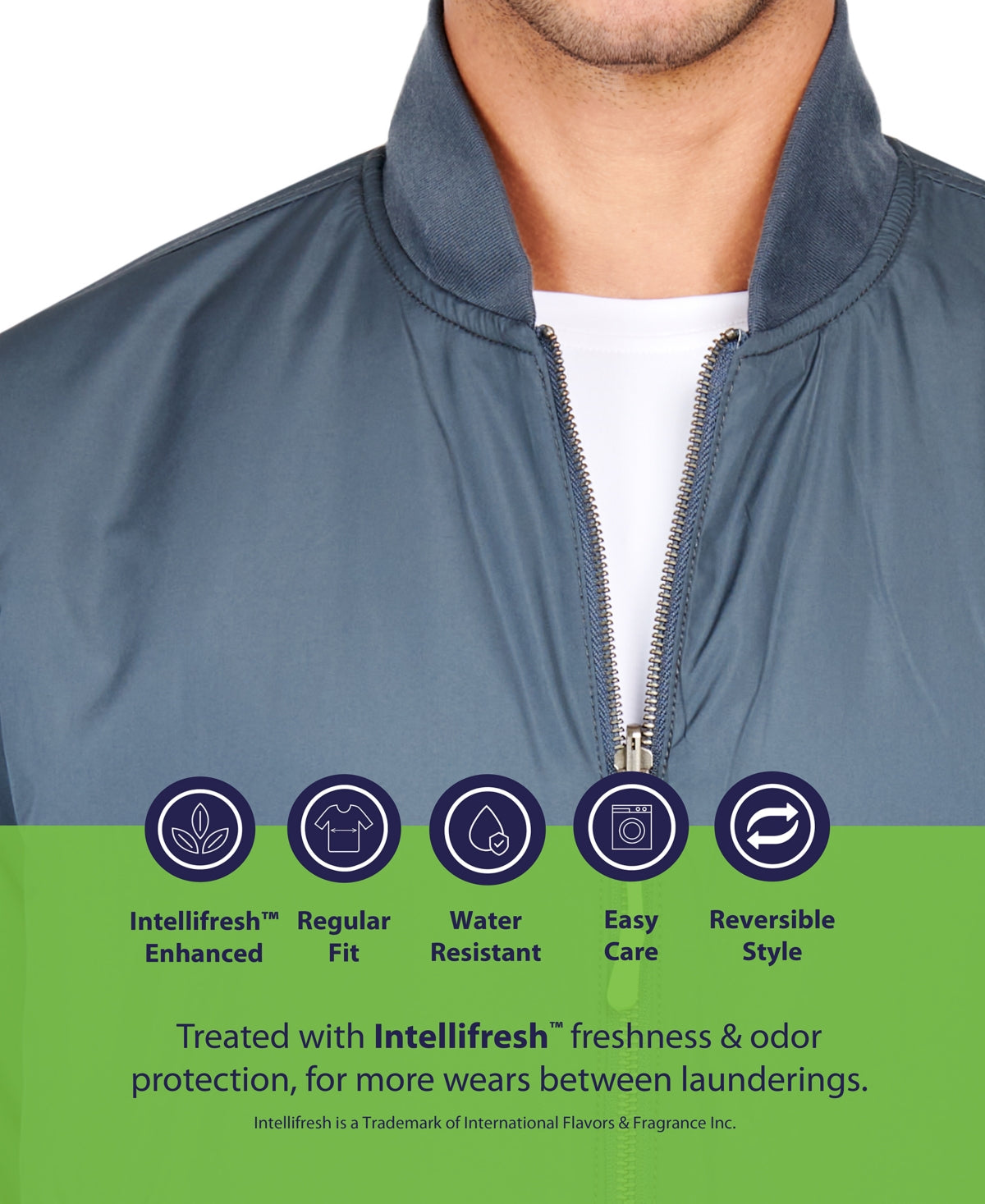 Society Of Threads Mens Classic fit Bomber Jacket Coat Small Blue Reversible