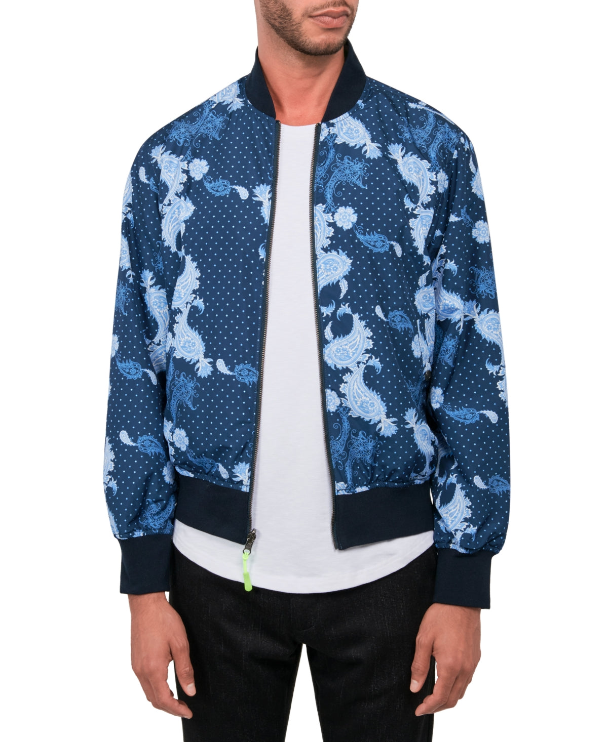 Society Of Threads Mens Classic fit Bomber Jacket Coat Small Blue Reversible