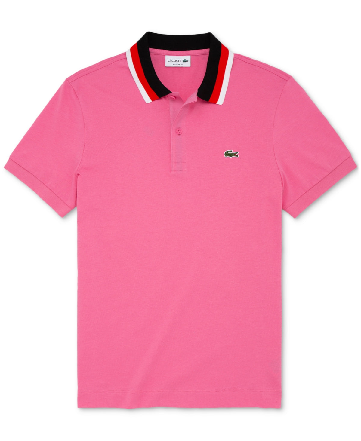 Lacoste Men's Regular Fit Contrast Collar Short Sleeve Polo Shirt  Pink XL