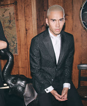 Tallia Mens Slim fit Sport Coat Blazer 42 R Black Argyle/Diamond