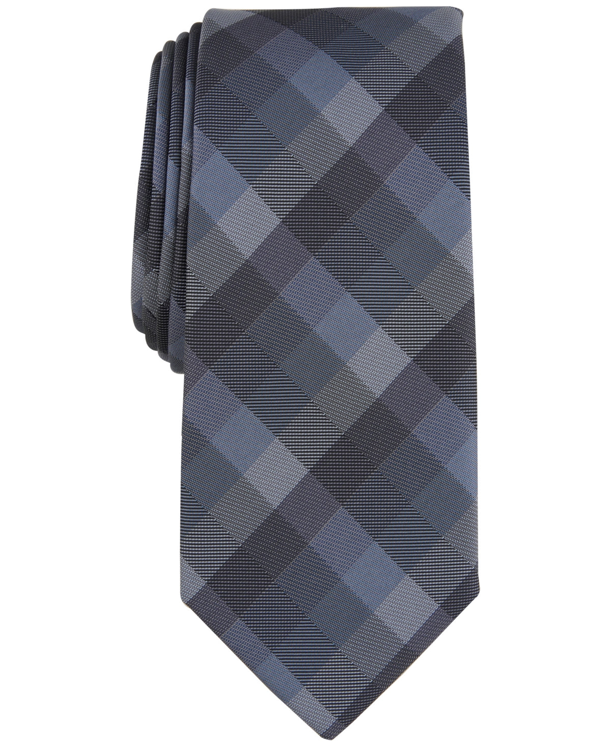 Alfani Men's Avondale Plaid Grey Tie Necktie