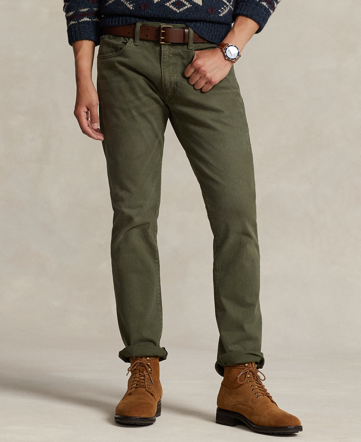 Polo Ralph Lauren Mens Varick Slim fit Jeans 34 / 34 Green Solid Stretch