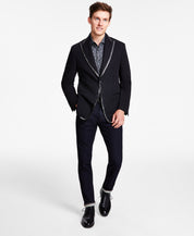 Tallia Men's Slim Fit Black Sport Coat Blazer Black 46R