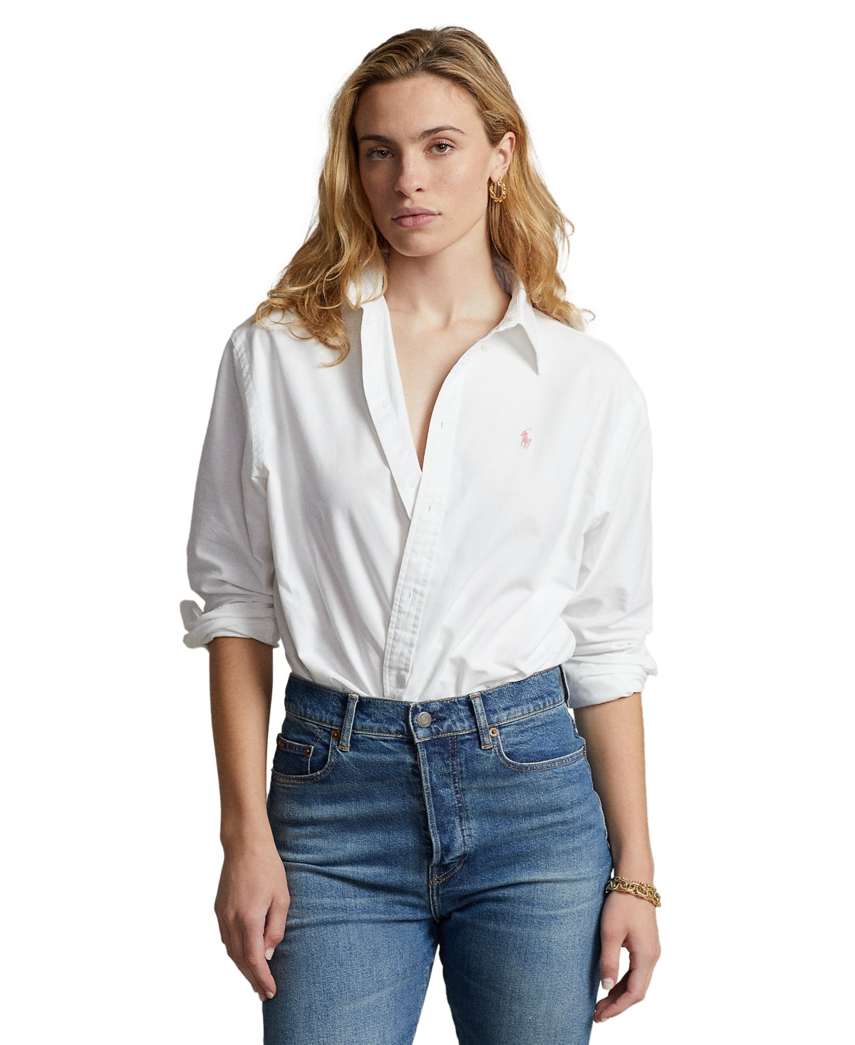Polo Ralph Lauren Unisex Pink Pony Oxford Shirt White XL