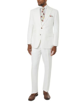 Tayion Mens Classic fit Dress Pants 36 / 30 White Solid Stretch