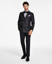 Tallia Mens Slim Fit Chevron Sport Coat Blazer Black 38S