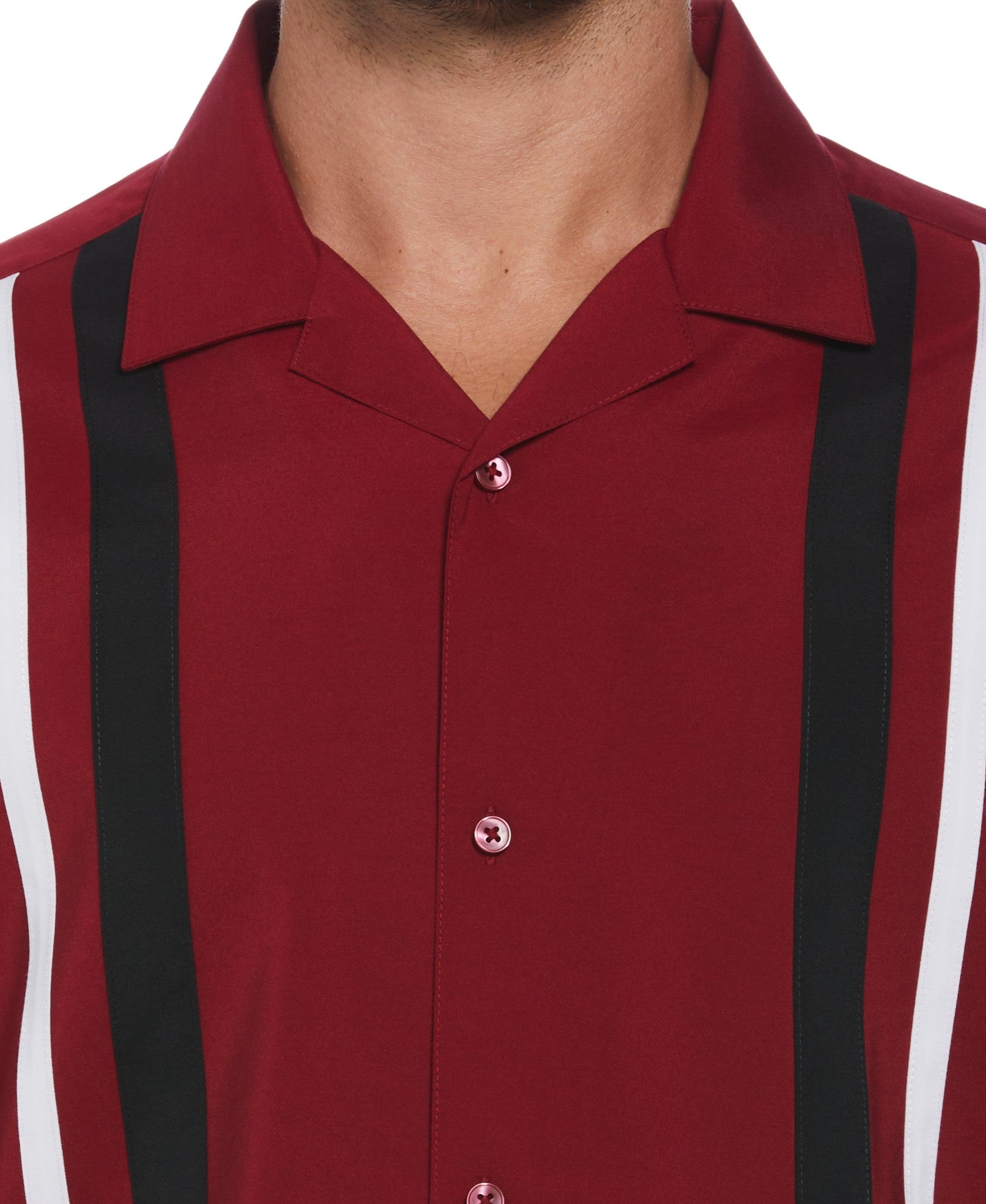 Cubavera Mens Tri Color Short Sleeve Camp Button Down Shirt Red Medium