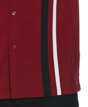 Cubavera Men's Tri Color Camp Collar Retro Panel Short Sleeve Shirt Red Small