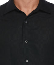 Cubavera Mens Long Sleeve Button Down Shirt Jet Black Medium