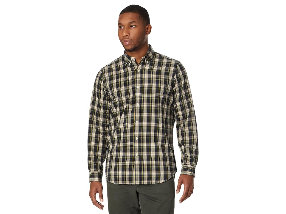 Polo Ralph Lauren Men's Classic Fit Plaid Oxford Shirt Navy Blue Green Medium