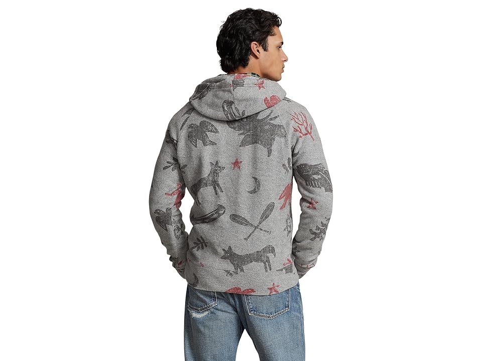 Polo Ralph Lauren Mens Brushed Fleece Graphic Hoodie Sweatshirt Large Grey