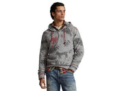 Polo Ralph Lauren Mens Brushed Fleece Graphic Hoodie Sweatshirt Large Grey
