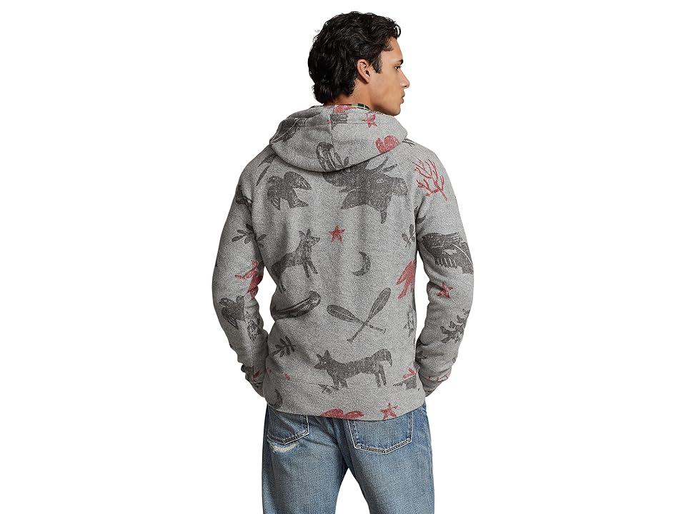 Polo Ralph Lauren Mens Brushed Fleece Graphic Hoodie Sweatshirt Small Grey