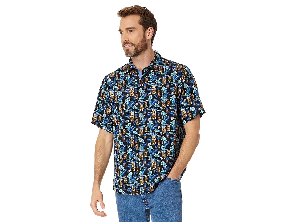Tommy Bahama Men Regular fit Short Sleeve Button-Up Shirt XXL Black
