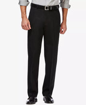 Haggar Mens Classic fit Casual Pants 36 / 32 Black Solid