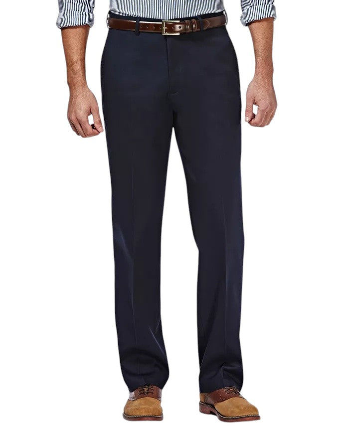 Haggar Mens Classic fit Cotton Dress Pants 36 / 30 Navy Blue Solid