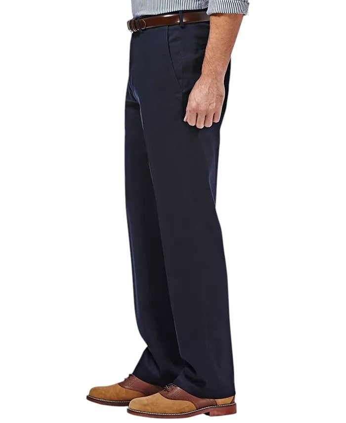 Haggar Mens Classic fit Cotton Dress Pants 36 / 30 Navy Blue Solid
